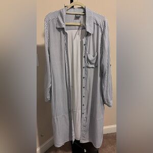 NY&Co. Striped Long Button-Up Shirt Dress. Size M